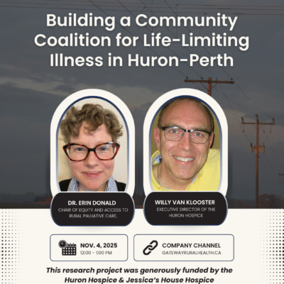 A poster including the webinar title, speaker names, when the event is, and how to register